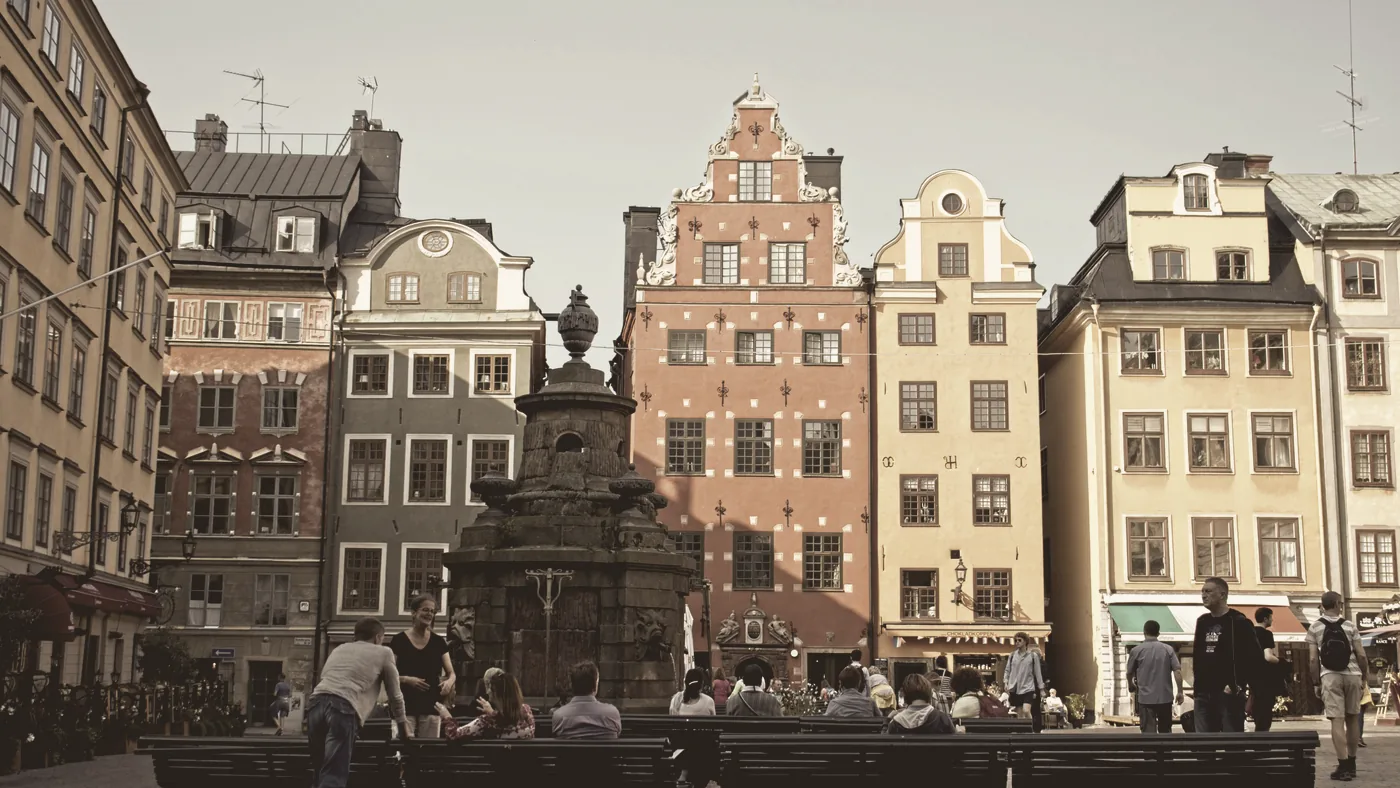 Gavelhus vid ett torg i centrala Stockholm